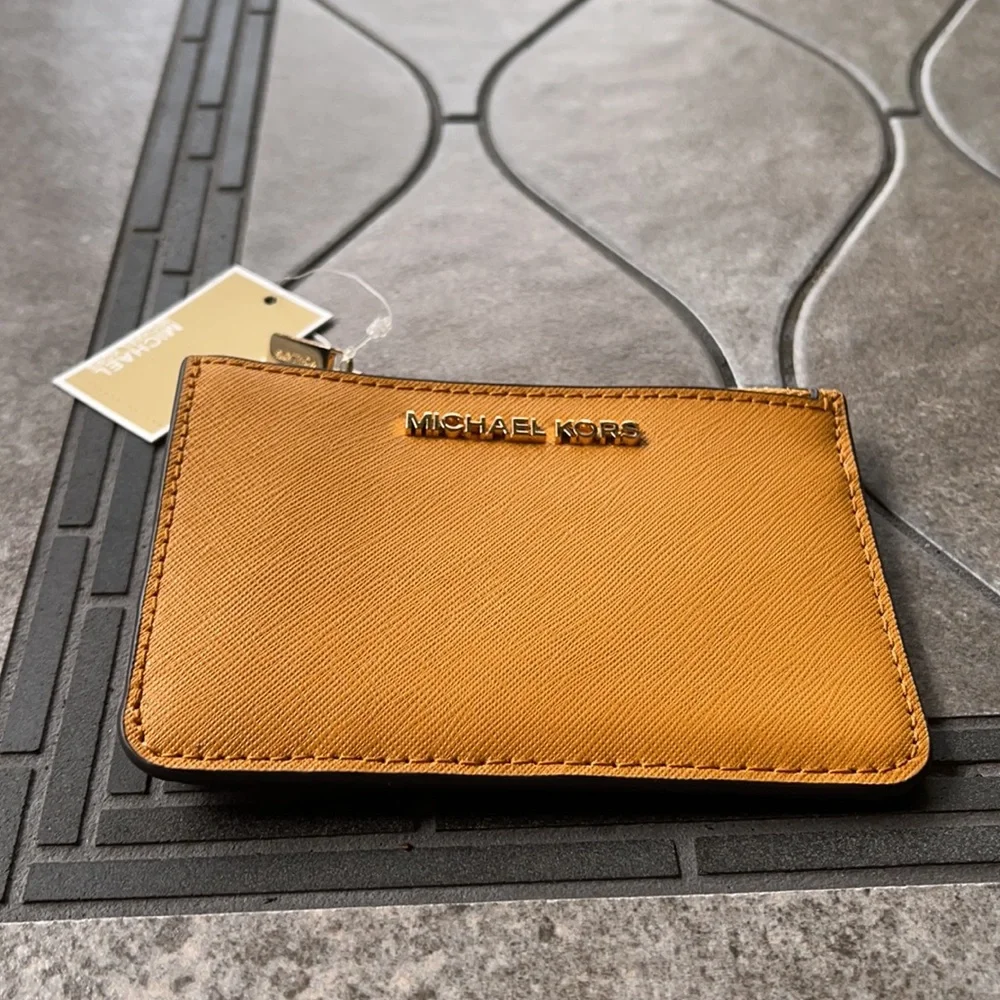 Michael Kors Jet Set Travel Marigold Small Top Zip Coinpouch with ID Key Holder - Picture 4 of 16